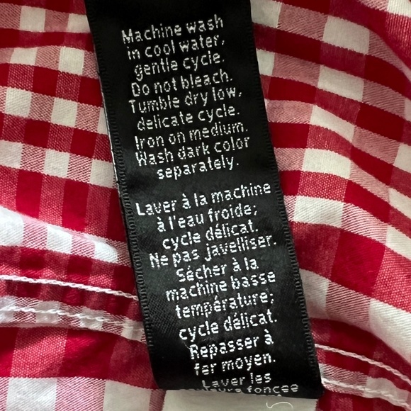 Attitude - Red &White Checkered Long Sleeve Casual Button Down Shirt - Picture 7 of 8